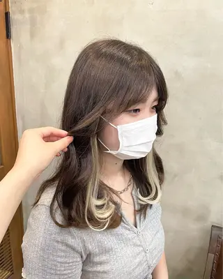 セミロング 【ピンク/韓国ヘア/ ヘアセット】亜海のヘアスタイル