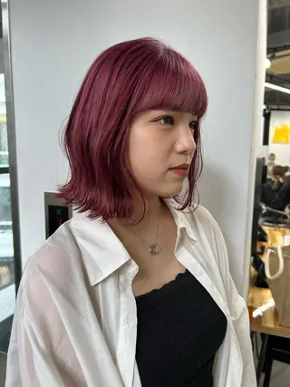 ミディアム ブリーチダブルカラー ハイライト/山本喜熙のヘアスタイル