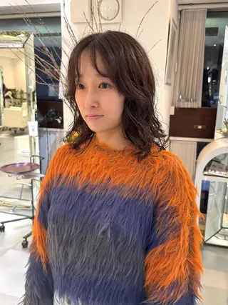 ミディアム パーマ ZENKO表参道店所属・デジタルパーマ 🌀ボブ　萩原　龍のヘアスタイル