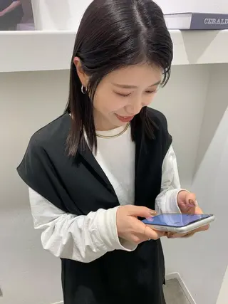 ミディアム カラー 顔周りレイヤー 🎀マリノのヘアスタイル