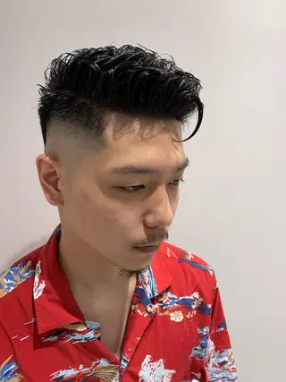 ショート パーマ メンズ BINGO HAIR WORKS 【ビンゴヘアワークス】所属・🎱メンズフェード 特化HYOGA🎱のヘアスタイル