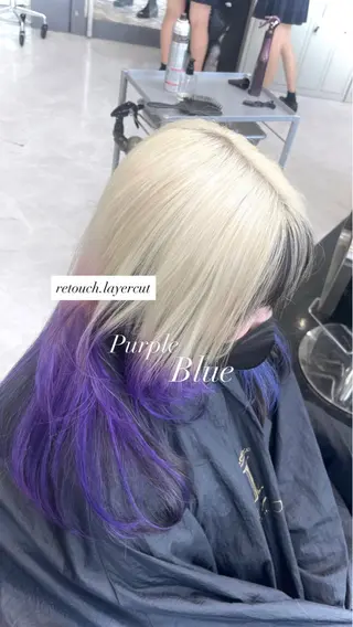 ロング 寒色/ブリーチ/💙 艶カラーYURIAのヘアスタイル
