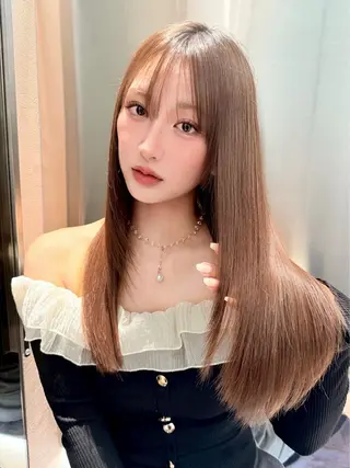 ミディアム ブリーチなしW🎀 髪質改善/はのんのヘアスタイル