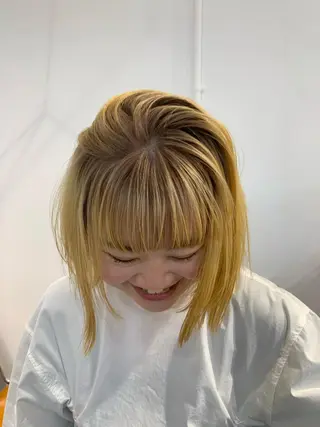 ミディアム カラー 似合わせカット ケアパーマ喜来雅由のヘアスタイル