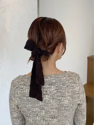 ミディアム カラー ヘアアレンジ 暖色カラー /ヘアアレンジ/花鈴のヘアスタイル