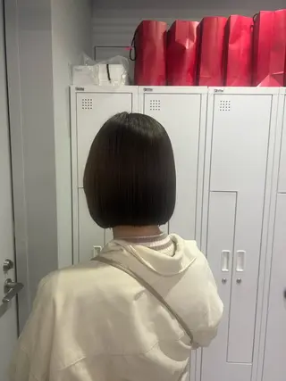 ショート aoi/暖色カラー/ プツッとボブ🎀のヘアスタイル