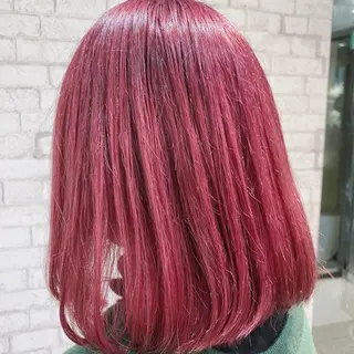 ミディアム カラー ヘアアレンジ ブリーチなし艶カラー 東家のヘアスタイル