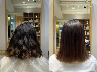 ミディアム パーマ 縮毛矯正/暖色 カラー/ひかるのヘアスタイル