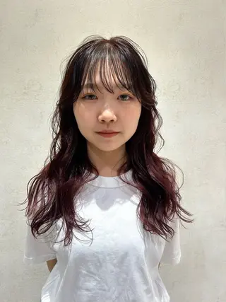 ロング カラー ヘアアレンジ ayano🍒パーマ 暖色カラーのヘアスタイル