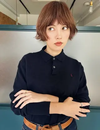 ショート 暖色・パーマ 🌼クニトウメイのヘアスタイル