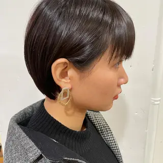 ショート カラー ブリーチなしで透け感 暖色カラーボブaoiのヘアスタイル