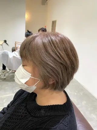 ショート カラー ブリーチなしWカラー /酸性ストレート河本のヘアスタイル