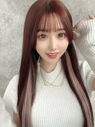 セミロング カラー 💕誰より可愛い💕 ピンク🎀YUUKAのヘアスタイル