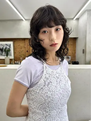 ミディアム パーマ 榛地 渉馬のヘアスタイル