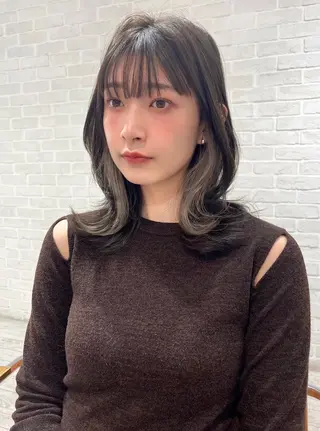 セミロング カラー 【韓国ヘア×透明感 カラー】笹谷 莉未のヘアスタイル