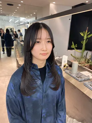 ロング パーマ ボブ縮毛矯正 韓国レイヤーRINAのヘアスタイル