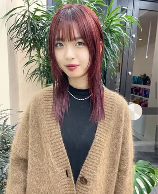 ミディアム カラー カットモデル/ ハイトーン/ゆうあのヘアスタイル