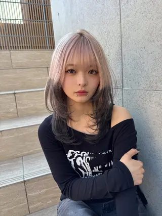 ミディアム カラー ダブルカラー 韓国ヘアKYONのヘアスタイル