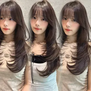 ロング カラー レイヤーカット/ 顔周り 五島巨幹のヘアスタイル