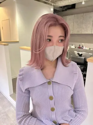 ミディアム カラー 桃果 momokaのヘアスタイル