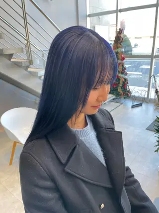 ロング カラー エマ ピボット 中川店所属・富原崇太/切りっぱな しボブ/透明感カラーのヘアスタイル