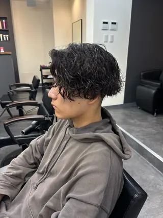 パーマ メンズ スパイキーパーマ 柏NO1 藤本葉のヘアスタイル