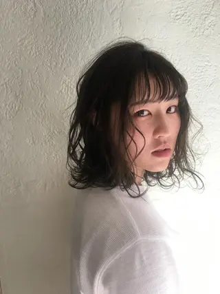 ミディアム カラー パーマ ヘアアレンジ 寺門 達也のヘアスタイル