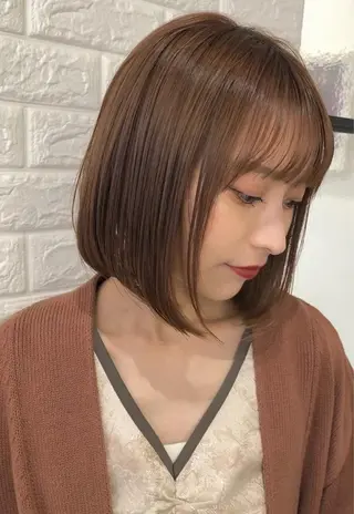 ショート カラー ボブ×縮毛矯正× 髪質改善/三ツ木一生のヘアスタイル