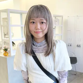 ミディアム カラー クロスパーマ× 透明感カラー✂︎のヘアスタイル