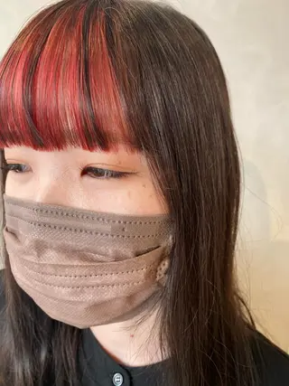 ミディアム カラー ピンク/ベージュ /似合わせ/田島百華のヘアスタイル