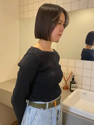 ミディアム ボブカットモデル/パ ーマ/harunaのヘアスタイル