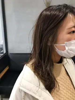 セミロング 暖色カラー🍊 ボブ🌿顔周りcutのヘアスタイル