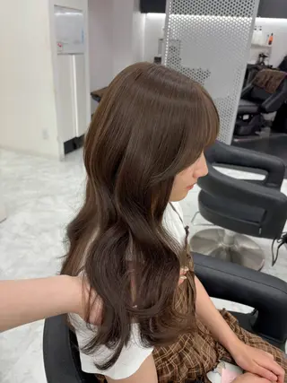 ロング カラー 韓国レイヤー ハッシュカットのヘアスタイル