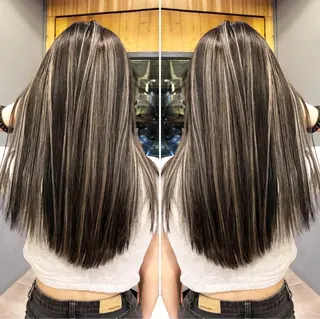 ロング salowin 原宿 aroa所属・韓国／ハッシュカット ／透明感カラー／金野のヘアスタイル