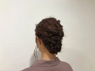 ヘアアレンジ 暖色カラー🍊 ボブ🌿顔周りcutのヘアスタイル