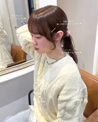 セミロング 色落ちまで可愛く✨ モテカラー別所好葉のヘアスタイル