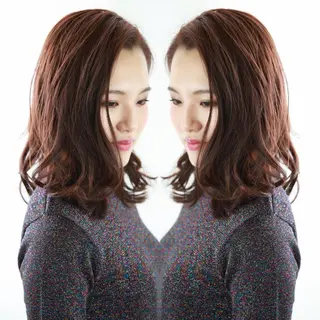 ミディアム カラー パーマ 髪質改善/縮毛矯正 /ブリーチ矯正/岡部のヘアスタイル