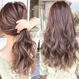 ロング カラー パーマ ヘアアレンジ Mariana/ 鶴原-ハイライトのヘアスタイル