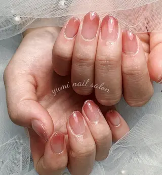 ネイル Shineジェル& チップ長さだしのネイルデザイン