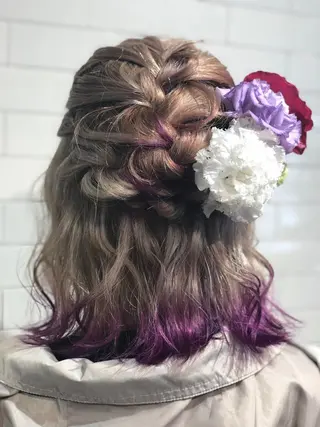 ミディアム カラー ヘアアレンジ 🤍髪質改善➕透明感 カラー🤍川上葵のヘアスタイル