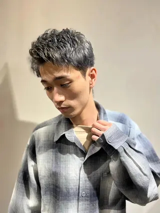 ショート カラー パーマ メンズ アイブロウ 京都駅メンズカット/ パーマ/Keigoのヘアスタイル