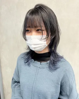 セミロング ブリーチ/ウルフ ハッシュカット/石山のヘアスタイル