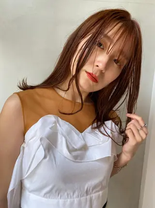 ロング カラー ヘアアレンジ 髪質改善カラー&TR 縮毛矯正/弱酸性矯正のヘアスタイル