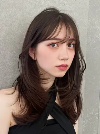 ロング カラー 山崎/ボブ縮毛矯正 レイヤー髪質改善のヘアスタイル