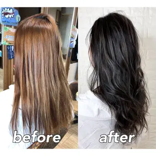 セミロング カラー KIZU 髪質改善 オカルト怪談のヘアスタイル