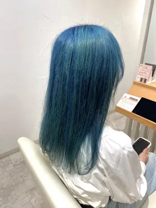 ロング カラー ブリーチなしWカラー /酸性ストレート河本のヘアスタイル