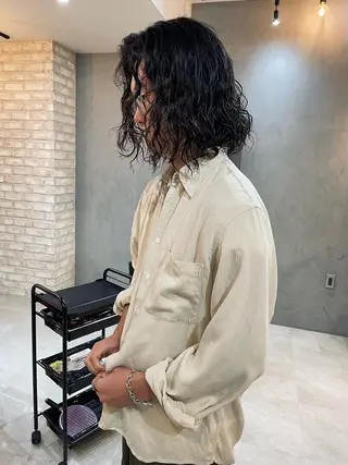 ロング パーマ メンズ Basis 田口豪司のヘアスタイル