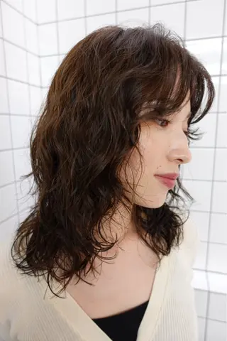 ミディアム カラー パーマ ボブパーマ/パーマ ウルフパーマのヘアスタイル