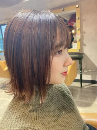 ミディアム ボブ韓国風レイヤー 髪質改善/畠中ケントのヘアスタイル