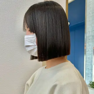 ミディアム カラー 髪質改善【縮毛矯正】 美髪ボブを量産する人のヘアスタイル